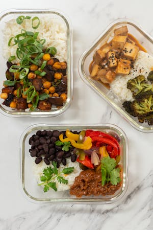 vegan teriyaki meal prep bowls