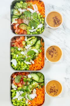 Rice Vermicelli Noodle Bowls With Peanut Sauce